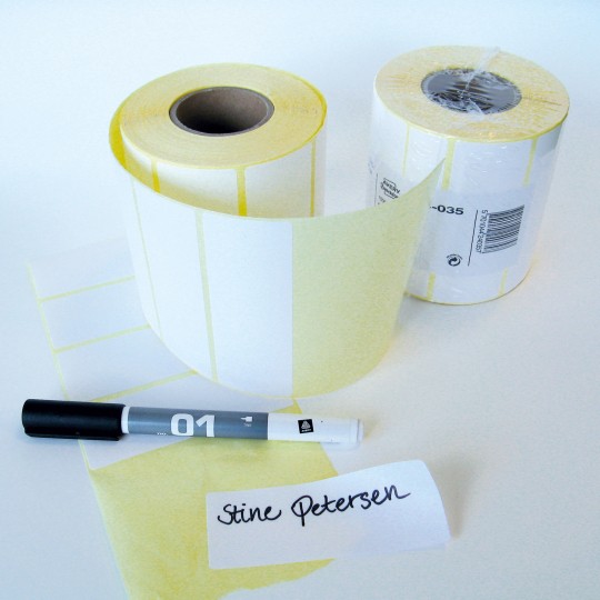 Labels on roll for handwriting