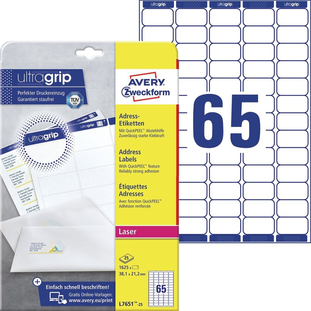 Address Labels With QuickPEEL Ultragrip L7651 25 Avery Address Labels With QuickPEEL Ultragrip L7651 25 Avery