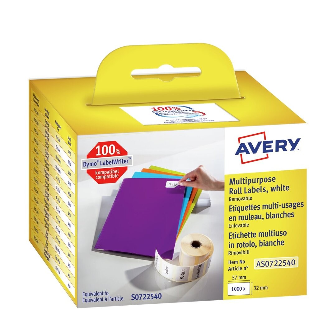 Removable multipurpose labels for label printers AS0722540 Avery