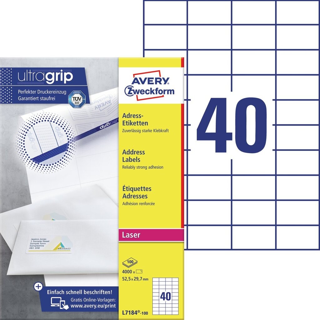 Addressing Labels with Ultragrip L7184100 Avery