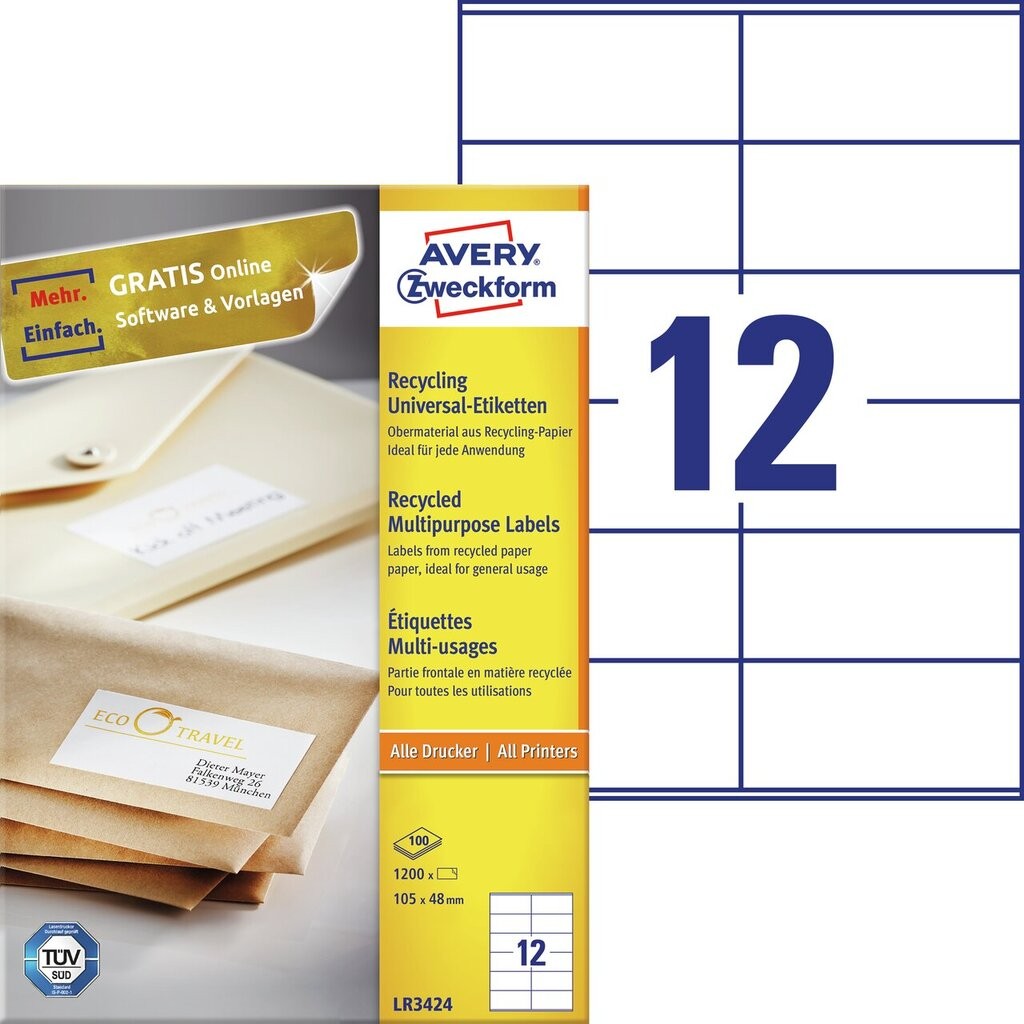 Recycled Multipurpose Labels | LR3424 | Avery