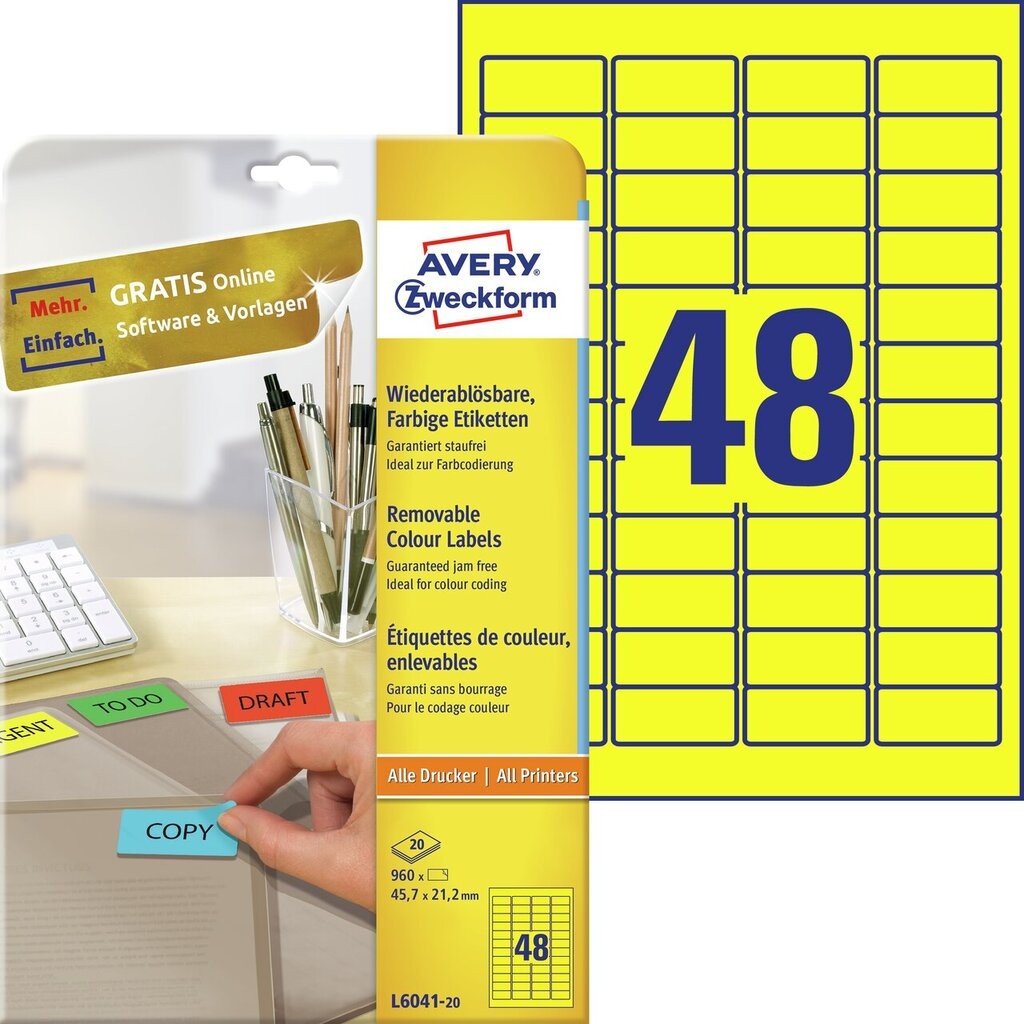 Coloured labels | L6041-20 | Avery