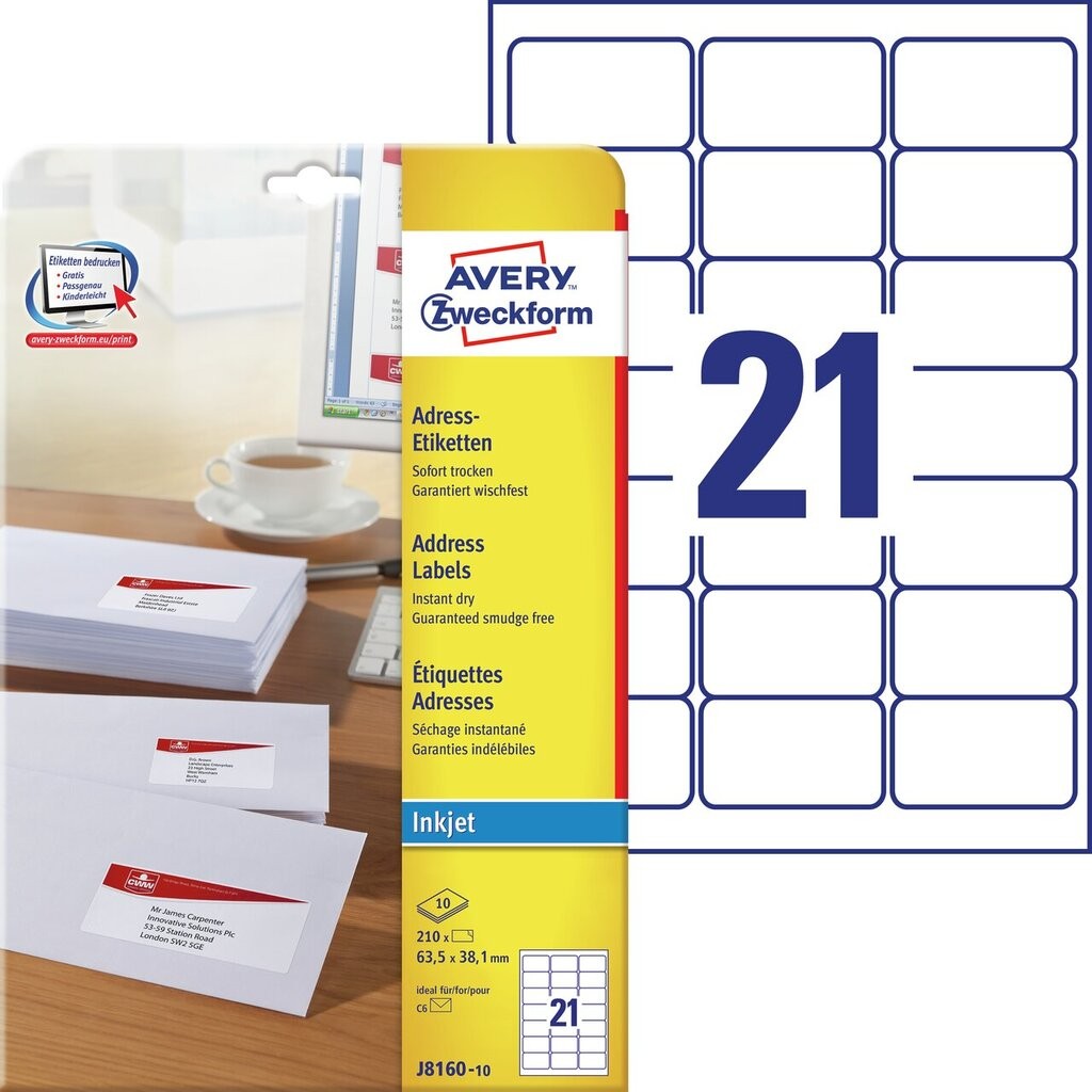 Avery address labels j8160