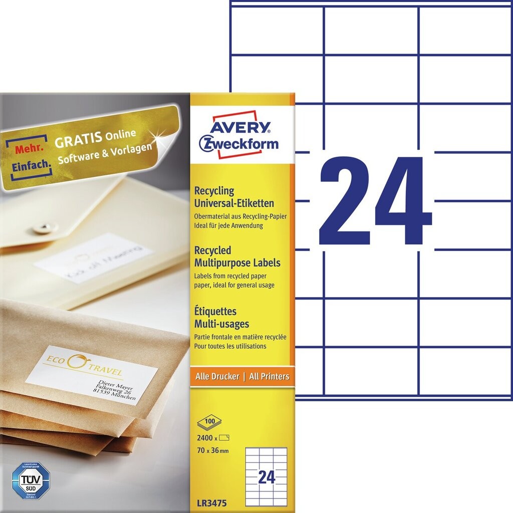 Recycled Multipurpose Labels | LR3475 | Avery
