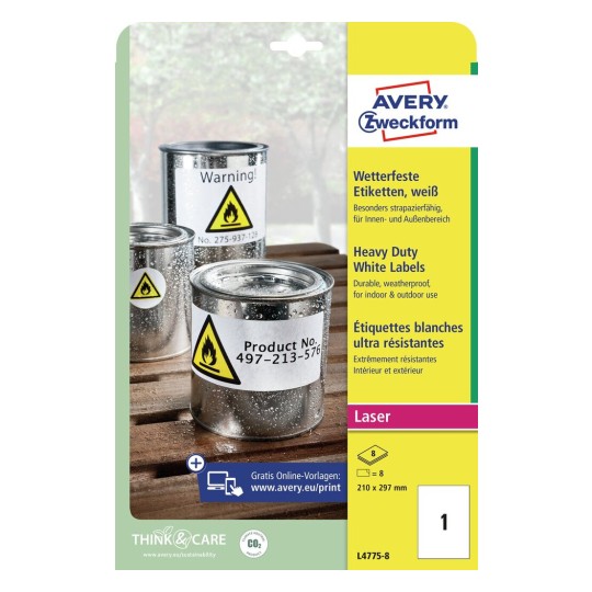 Heavy duty labels, white, suitable for in- and outdoor use ...