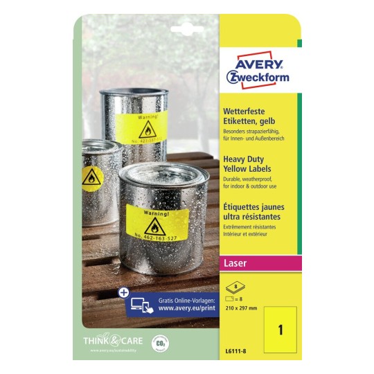 Heavy duty labels for laser printer