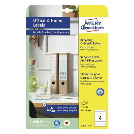 Recycled Lever Arch Filing Labels | LR4761-10 | Avery