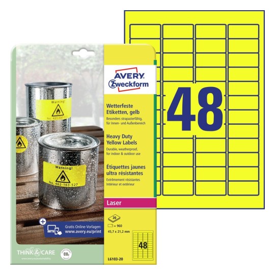 Weatherproof film labels | L6103-20 | Avery