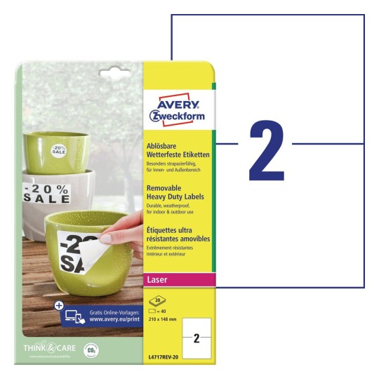 Removable, weatherproof labels | L4717REV-20 | Avery