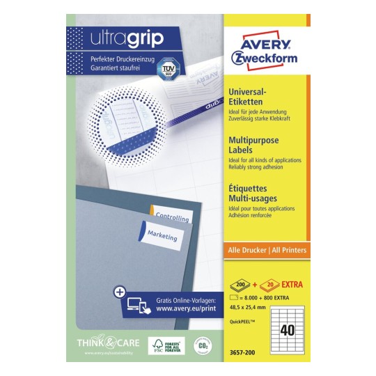 Multipurpose Labels with QuickPEEL™ & Ultragrip | 3657 | Avery