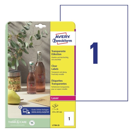 Crystal Clear labels | L7784-25 | Avery