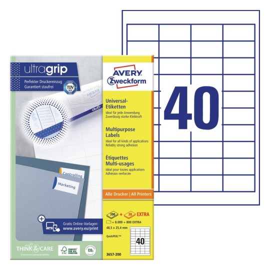 Multipurpose Labels with QuickPEEL™ & Ultragrip | 3657 | Avery