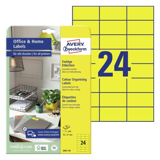 Coloured labels 3451-10 Content: 240 Labels / 10 Sheet