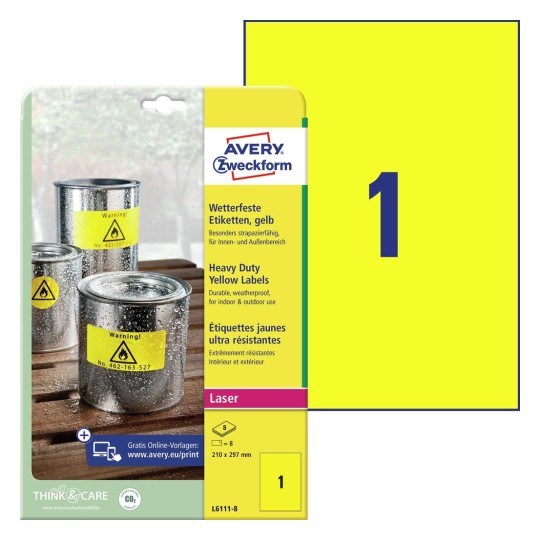 Heavy duty labels, yellow (-20oC to +80oC) - Discontinued ...