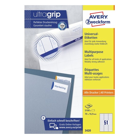 Multipurpose Labels with Ultragrip | 3420 | Avery
