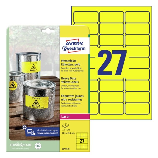 Heavy duty labels, yellow (-20oC to +80oC) - Discontinued ...