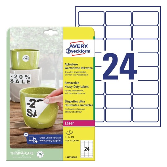 Heavy duty labels, removable, white, suitable for in- and ...