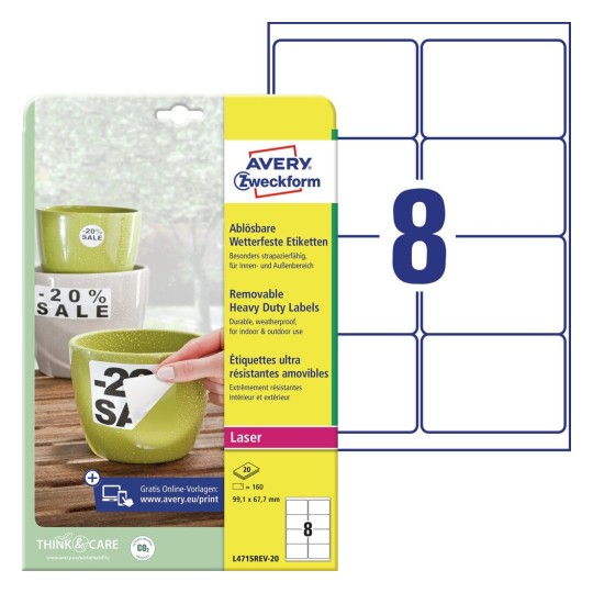 Weatherproof film labels l4776 20 avery