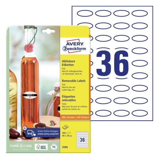 Removable oval product labels | 5086 | Avery