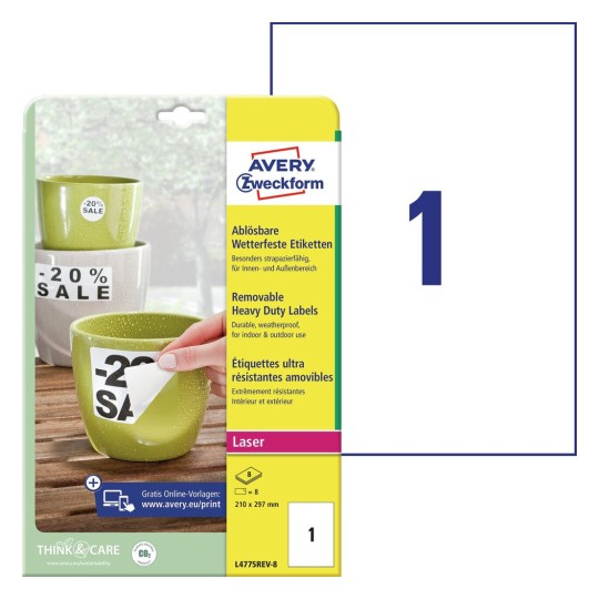 Heavy duty labels, removable, white, suitable for in- and ...