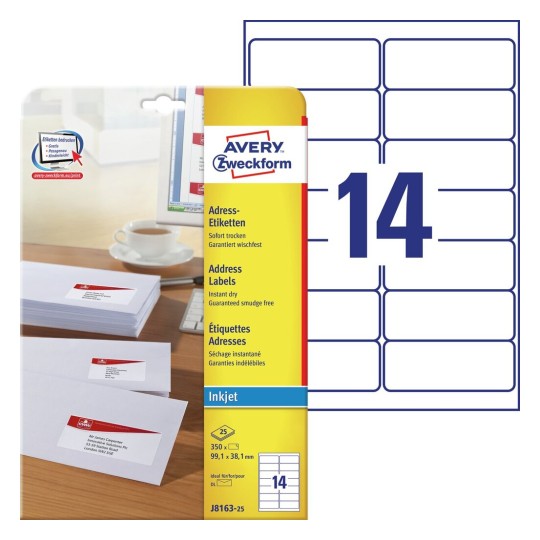 Address labels j8163 25 avery