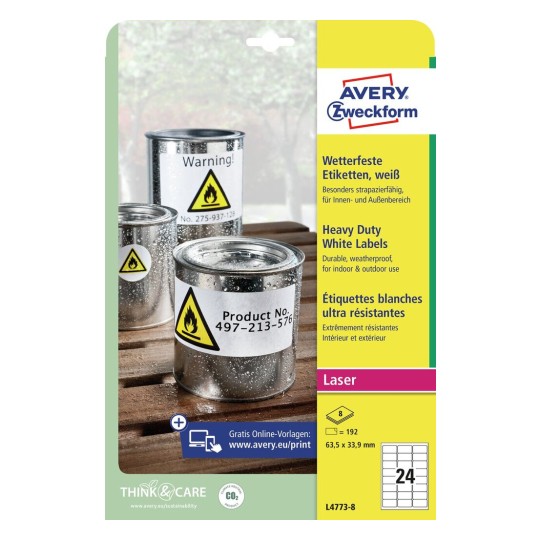 Heavy duty labels, white, suitable for in- and outdoor use ...