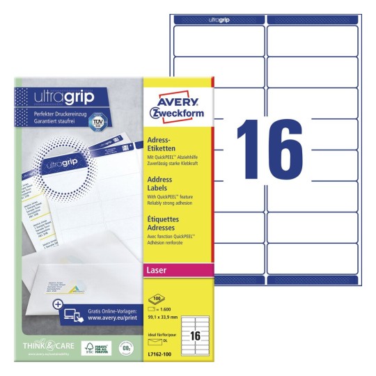 Address Labels with QuickPEEL™ & Ultragrip | L7162-100 | Avery