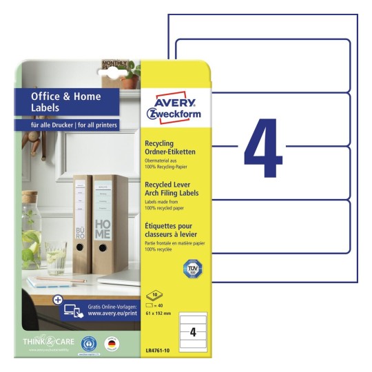 Recycled Lever Arch Filing Labels | LR4761-10 | Avery