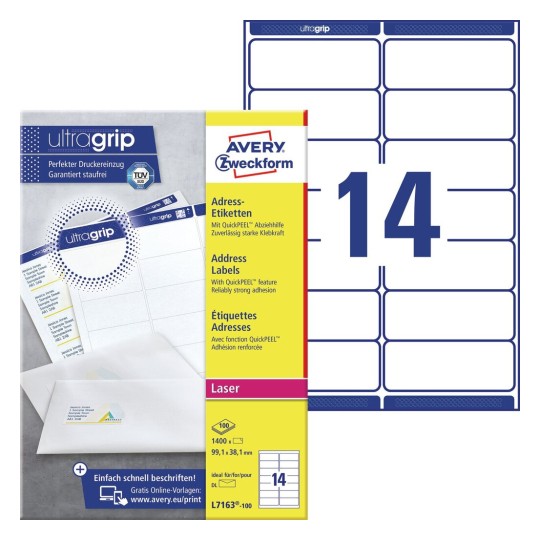 Address Labels With Quickpeel Ultragrip L7163 100 Avery