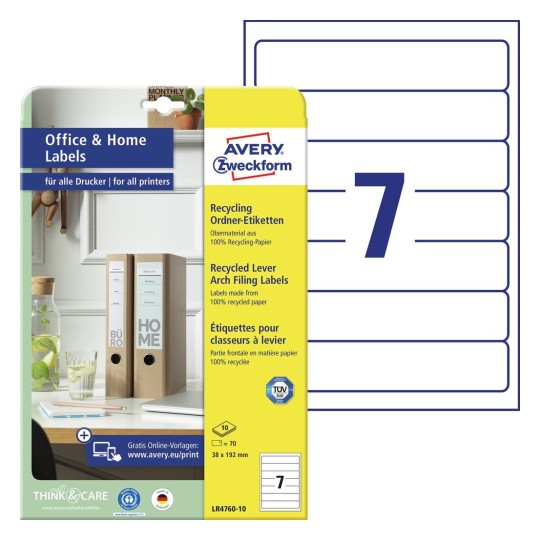 Recycled Lever Arch Filing Labels | LR4760-10 | Avery