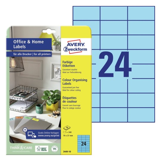 Coloured labels 3449-10 Content: 240 Labels / 10 Sheet