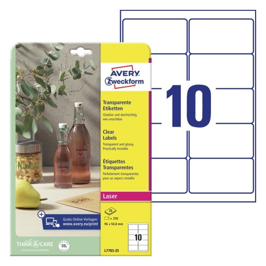 Crystal Clear labels | L7783-25 | Avery
