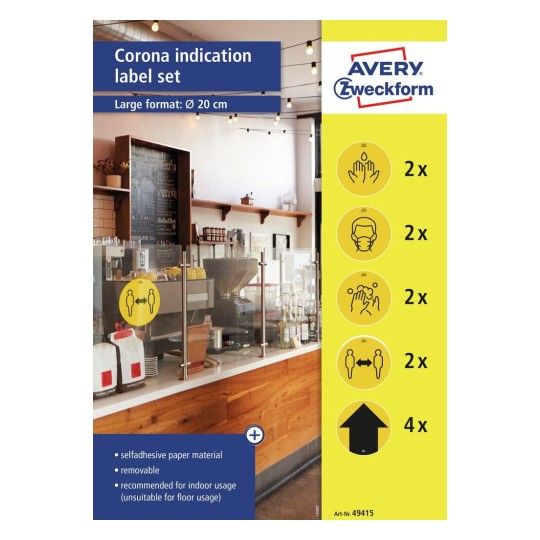 Hygiene labels and directional arrows 49415