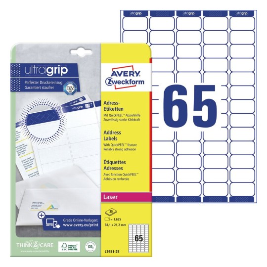 Address Labels with QuickPEEL™ & Ultragrip | L7651-25 | Avery