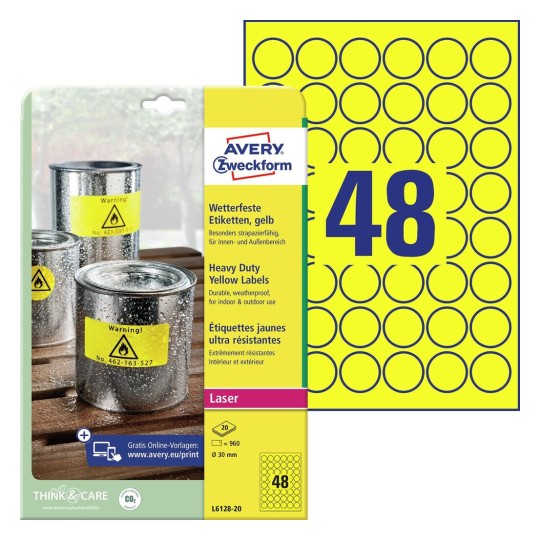 Weatherproof film labels | L6128-20 | Avery