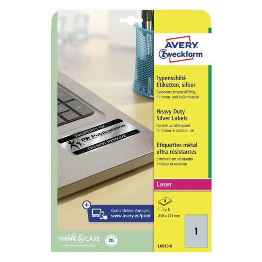 Heavy duty labels, silver, suitable for in- and outdoor use ...