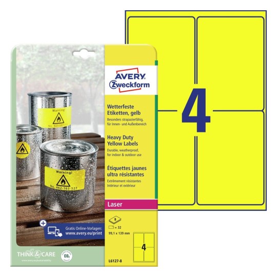 Heavy duty labels, yellow (-20oC to +80oC) - Discontinued ...