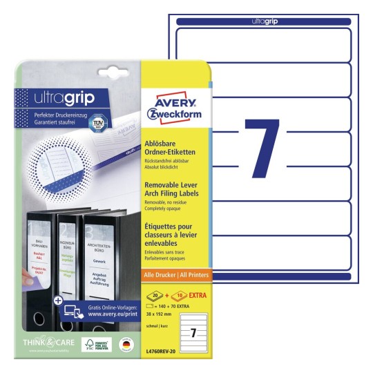 Removable labels for slim ring binders L4760REV20 Avery