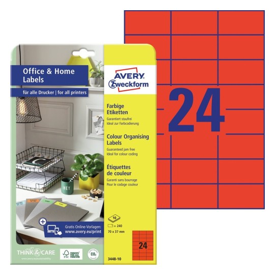 Coloured labels 3448-10 Content: 240 Labels / 10 Sheet