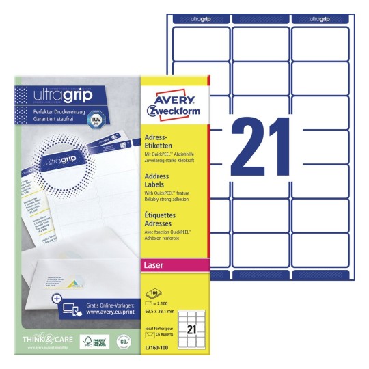 Avery labels template l7160