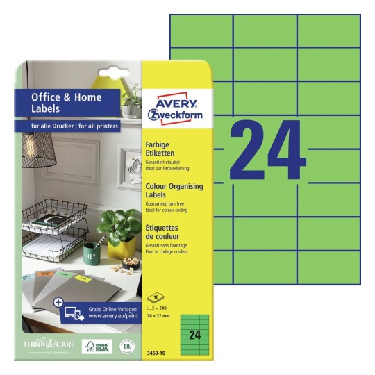 Coloured labels 3450-10 Content: 240 Labels / 10 Sheet
