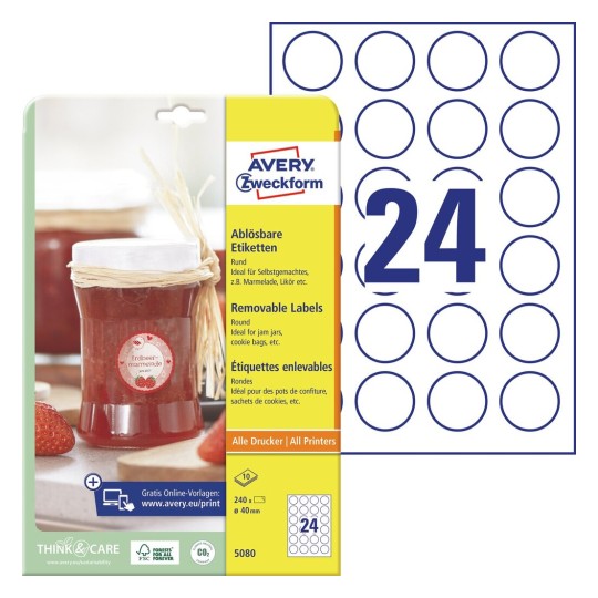 Removable round product labels | 5080 | Avery