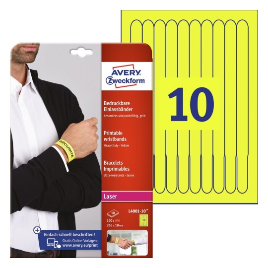 Printable wristbands, white L400010 Avery