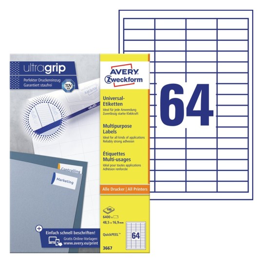 Multipurpose Labels with Ultragrip | 3665 | Avery