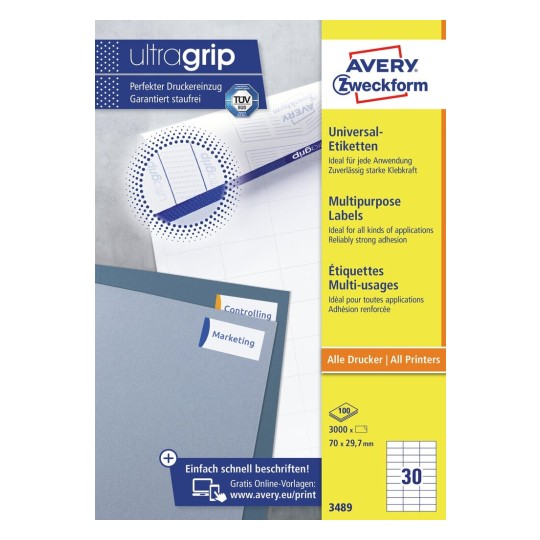 Multipurpose Labels with Ultragrip | 3489 | Avery