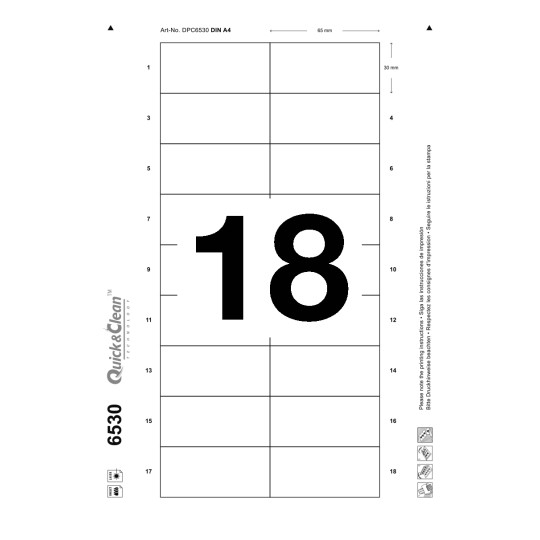 18 labels on sheet