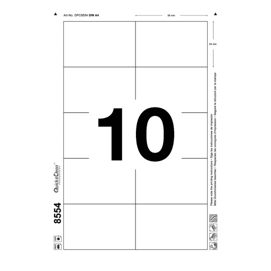 10 labels on sheet