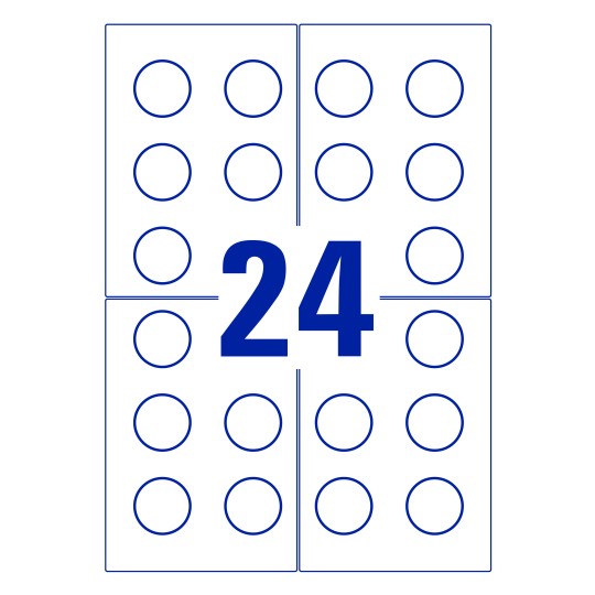 24 labels on sheet