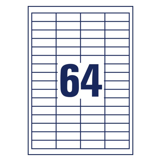 Leikkauspiirustus Yksittäisarkki A4, Artikkeli: 3667, Yleiset tarrat, Koko: 48,5 x 16,9 mm, 64 tarraa/arkki?