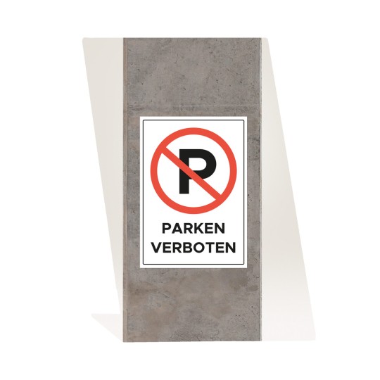Kuvassa on pysäköintikielto, jossa lukee 'PARKEN VERBOTEN', mikä tarkoittaa, että pysäköinti on kielletty.